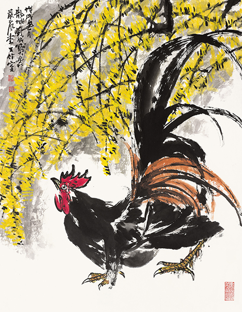公鸡迎春92cmx71cm