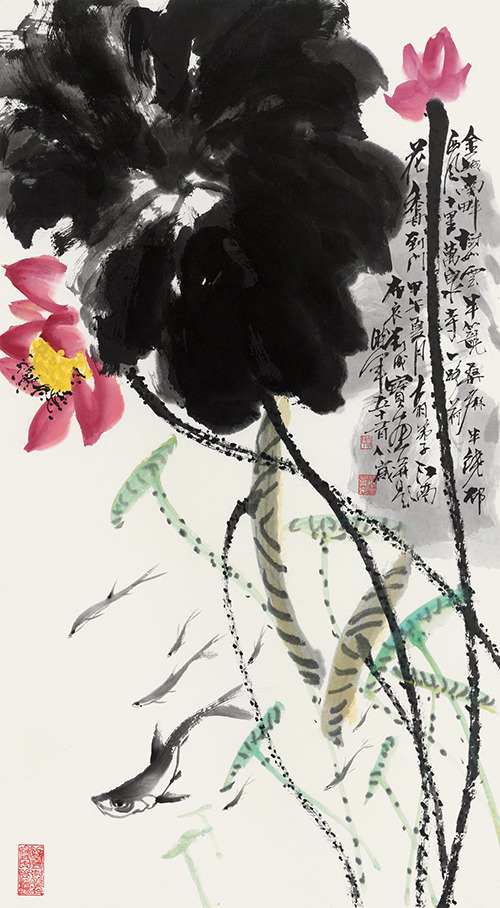 荷塘鱼乐97cmx53cm