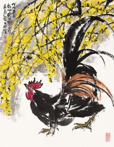 公鸡迎春92cmx71cm