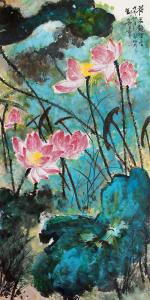 荷花镜里香 136cmx68cm