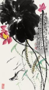 荷塘鱼乐97cmx53cm