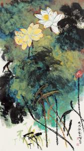 泼彩荷花 122cm_69cm