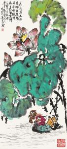 荷花鸳鸯 大羽合作97x45